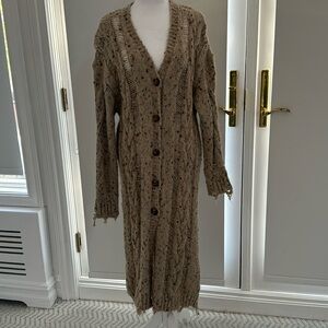 Zara Women's Cable Knit Torn Coat/ Duster